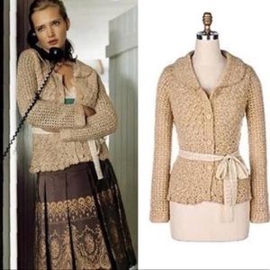 Anthropology [Moth] tan Peter Pan collar cardigan
